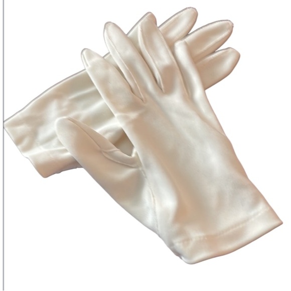Vintage white gloves nylon short women size small bride first holy communion